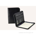 A4 leather zippered business document portfolio with calculator